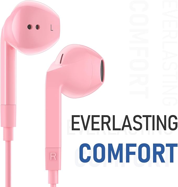 LUDOS FEROX USB C Headphones for iPhone 16 15 Pro Max Plus iPad Pro, 5 Years Warranty, USB-C Earbuds for Samsung Galaxy S24 S23 Ultra S22 S21 S20 A55 A54 A53, USB Type C Earphones - Pink