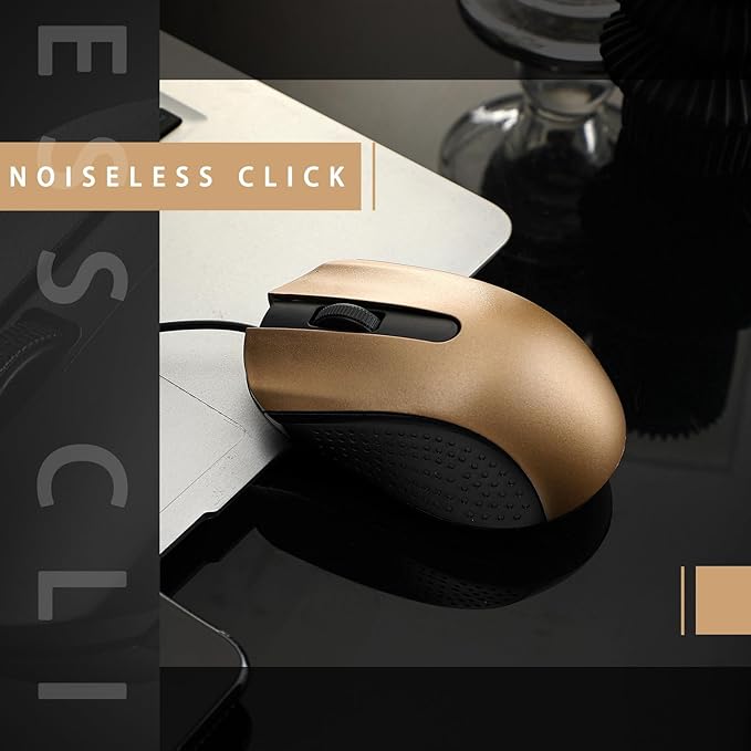 Bonuci 30 Pcs USB Wired Mouse Computer 3 Button Mice Bulk Corded USB Mouse for PC Desktop Laptop Computer Office School Home Classroom Supplies (Gold)