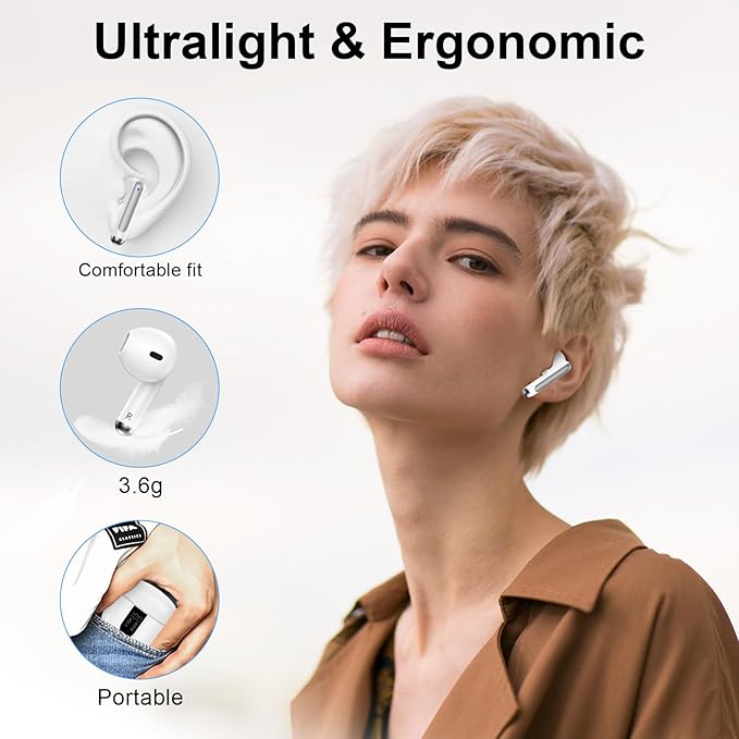 Wireless Headphone,Bluetooth 5.3 Earbuds for Samsung Galaxy A17 A16 A15 A56 A36 S25 Ultra S24 S23 S22 S20 60H Playback with Dual LED Display HiFi Stereo Wireless Earphone for iPhone 16e 16 15 Pro Max