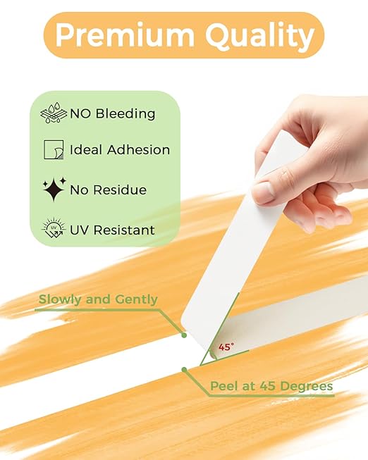 SWRT Masking Tape 0.75 inch x 55 Yards x 10 Rolls (550 Total Yards), Adhesive Painting Tape Bulk for General Purpose Beige White Color for Painting, Crafting, School Stationery, Arts, Home Use etc