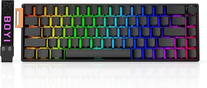 BOYI 66Pro-Flash Aluminum Magnetic Switch Gaming Keyboard,65% Rapid Trigger Hall Effect HotSwap Hyper-Fast Adjustable Actuation Side Printed Keycaps RGB Backlit Wired Custom Keyboard with Knob