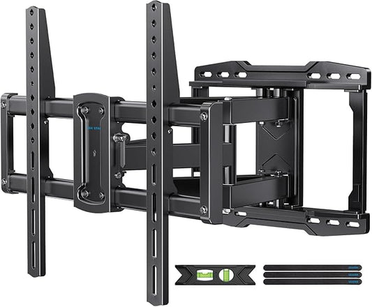 UL Listed Full Motion TV Wall Mount Bracket for Most 37-86 inch TVs, Swivel Tilt Extension Level TV Mount, Max VESA 600x400mm, Holds up to 132lbs & 16" Wood Studs with Hole Drilling Template