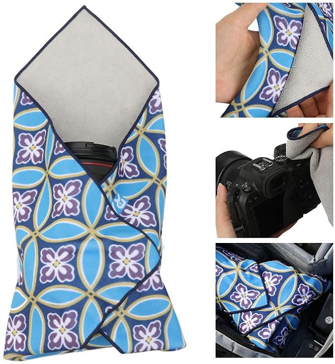 Self-Adhesive Storage Protective Magic Wrap Cloth for DSLR/Camera Lens/Phones/Tablets/Smartphone/Drone and All Camera Accessories (17.7 * 17.7 inch-Clover,)
