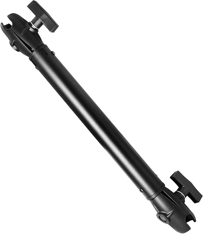 Aluminum Extension(18.3"/46.5cm) Double Socket Arm for 1.5 Inches / C Size / 38mm Ball Accessories, Powerful Clamp, 360° Rotation, Compatible with RAM Mount, iBolt and More
