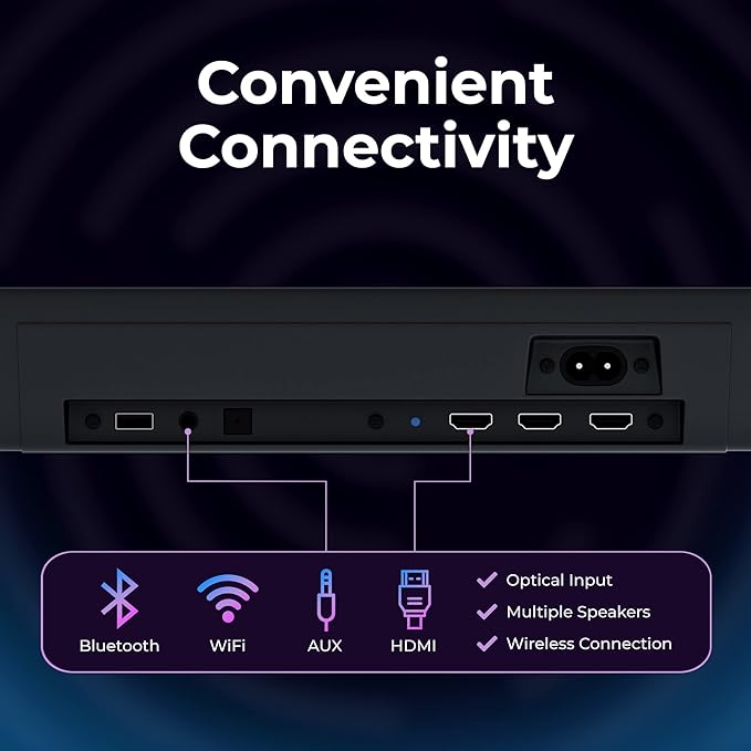 Philips Soundbar with Wireless Subwoofer, Dolby Atmos Sound bar for tv 2.1-Channel Bluetooth Surround Sound System for tv Home Theater Audio Speakers, DTS Play-Fi, Amazon Echo, Airplay 2,Compatible