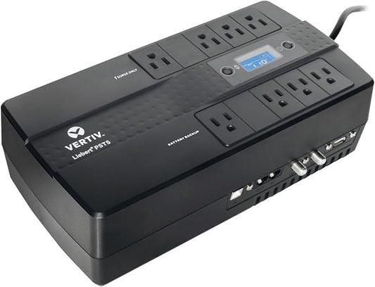 Vertiv Liebert PST5 UPS - 660VA/400W 120V Standby Power, 8 Outlets, Battery Backup with Surge Protection, LCD Screen, Energy Star Certified, 3 Year Warranty, Free Shutdown Software (PST5-660MT120)