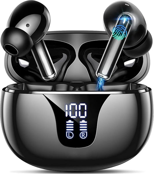 Wireless Earbuds with Screen, Bluetooth 5.4 Head Phones, 48H Playtime, Touch Control HiFi Stereo True Earphones in Ear,Ear Buds Headphone for iPhone,andriod and Phone,Ear Buds for Sports/Workout