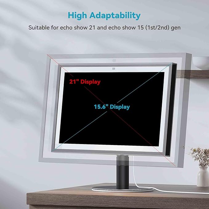 Stand for Echo Show 21 and 15 (1st, 2nd Gen), Adjustable Stand, Metal Table Holder, Alexa Show 15 2nd Generation Tilt Desk Holder (Black)