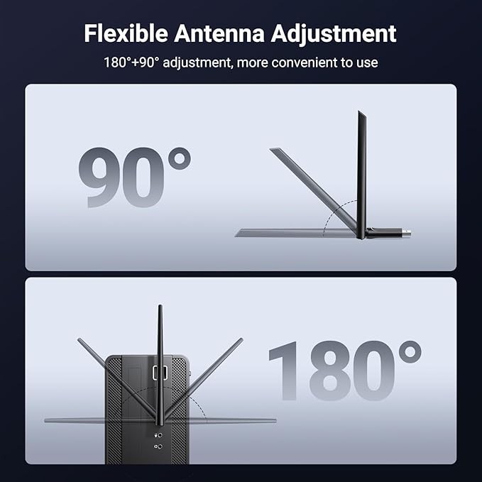 UGREEN WiFi Adapter for Desktop PC, AX900 USB WiFi 6 Adapter with 5GHz/2.4GHz Dual Band, 6dBi High Gain Antenna, Built-in Driver for Win11/10