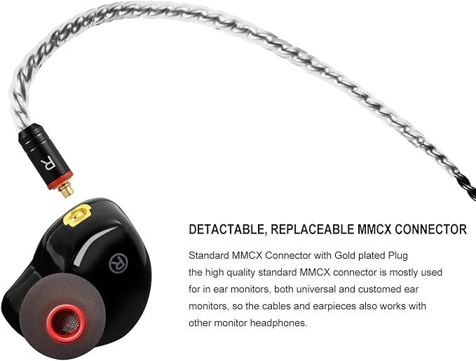 in-Ear Monitors in Ear Headphone Earbuds Wired Earphone Dual Drivers Headphone with MMCX Detachable Cables,Noise-Isolating Comfort Earbud for Musicians Sweatproof Sports Headphone Earphones (Black)