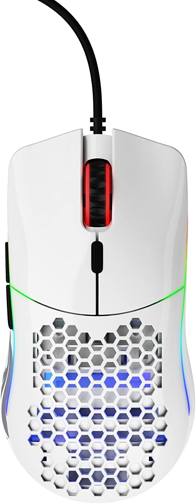 Glorious Model O- (Minus) Compact Wired Gaming Mouse - 58g Superlight Honeycomb Design, RGB, Pixart 3360 Sensor, Ambidextrous, Omron Switches - Glossy White