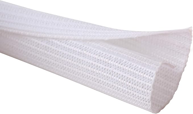 Alex Tech 25ft - 3/8 inch Cord Protector Wire Loom Tubing Cable Sleeve Split Sleeving for USB Cable Power Cord Audio Video Cable - Protect Cat from Chewing Cords - White
