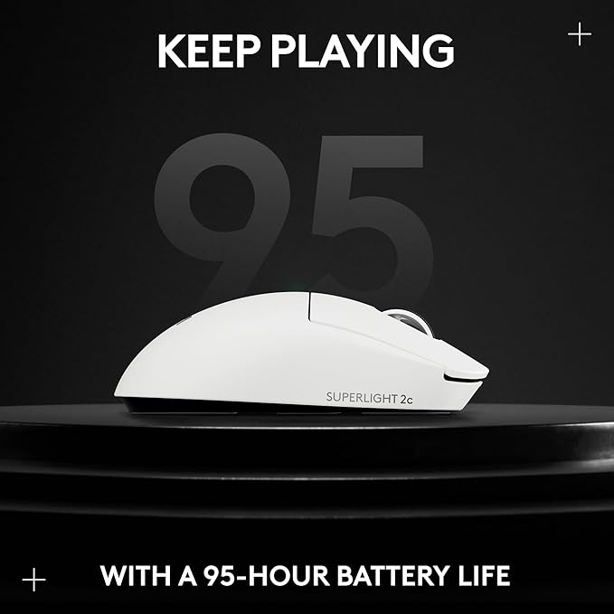 Logitech G PRO X Superlight 2c Wireless Gaming Mouse, 51 g pro-Grade Compact Mouse with 5 programmable Buttons, USB-C Charging, 44K DPI Sensor, up to 8 kHz Polling for PC/Mac - White