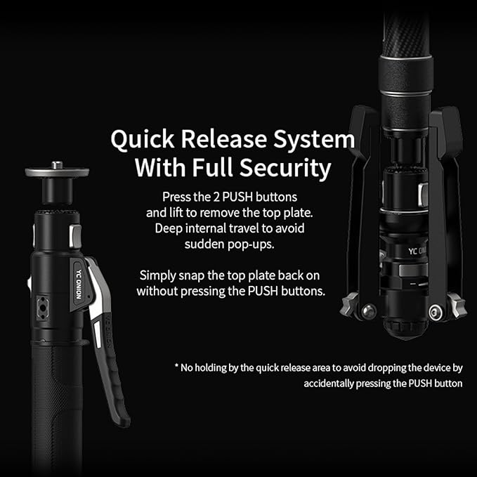 YC Onion Pineta Pro Carbon Fiber Monopod with FH60 Fluid Head and Pedal Base, Light Stand Lightweight Travel Monopod with Quick Release Plate for Sony Canon Nikon DSLR Cameras, Gimbal and etc
