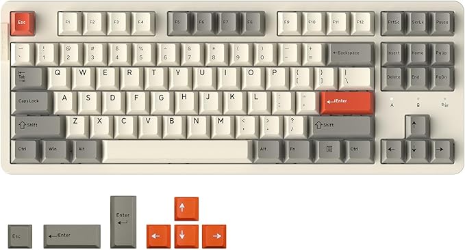 DAREU EK87PRO 80% Wireless Mechanical Gaming Keyboard,TKL Tri-Mode RGB Keyboard with Hot-Swappable,PBT Keycaps,Gasket Mount,6-Layer Padding for Win/Mac