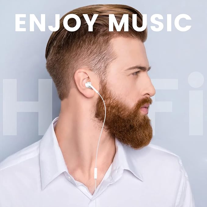 MOSWAG in Ear Headphones, Half in Ear Headphones with Mic Built in Volume Control Suitable for IPad, Android, MP3, Samsung Most 3.5mm Audio Devices