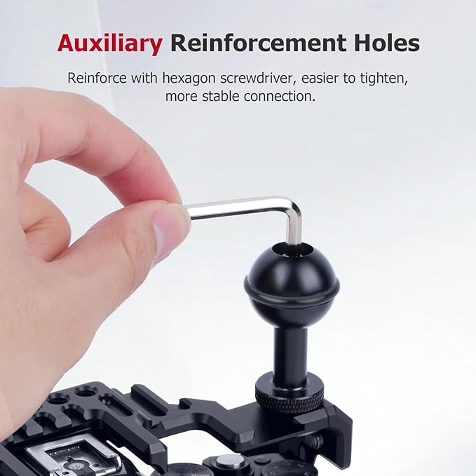 Anti-Loosening 1" Ball Head Adapter with 1/4"-20 Thread - Aluminum Camera Mount for GoPr0, DSLR, Action Camera, Camcorder, Smartphone & RAM Mounts B-Size Arms (Black, 63160A)