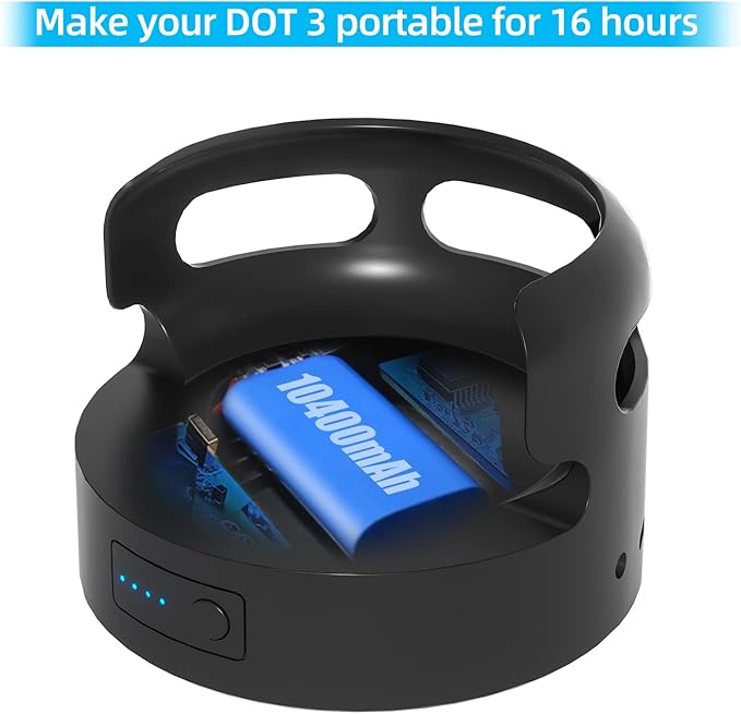 Battery Base for Dot 3rd Gen &Google Mini 2 Battery Stand Portable Charger for Dot 3rd Back up Battery 16 Hours Play time, Not Include D0t 3