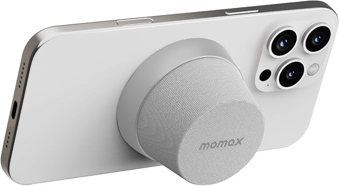 MOMAX Magnetic Portable Bluetooth Speaker - Mini Waterproof Shower Speaker with Bass, 12H Playtime, Outdoor Speaker True Wireless Stereo Pairing for Golf, Beach, Home, Travel, Gift Ideas, Silver