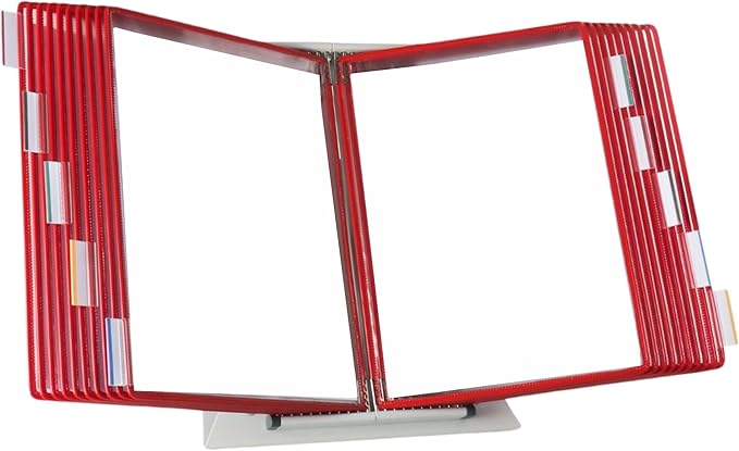 Tarifold DJOIS Desktop Reference & Display System - Durable Steel Wire Frames - Letter-Size - Expandable - Made in France (Red, 20)