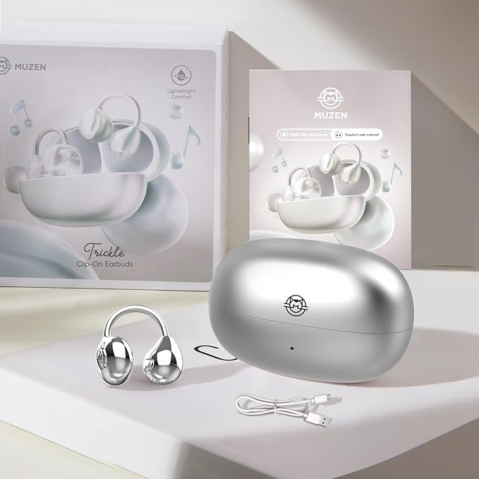 MUZEN Open Ear Headphones, Trickle 4g Lightweight Wireless Bluetooth 5.4 Clip On Earbuds with 38H Playtimes, Fit Comfort Sport Ear Clip Earbuds, Hi-Fi Earphones for Fintness Running Workout