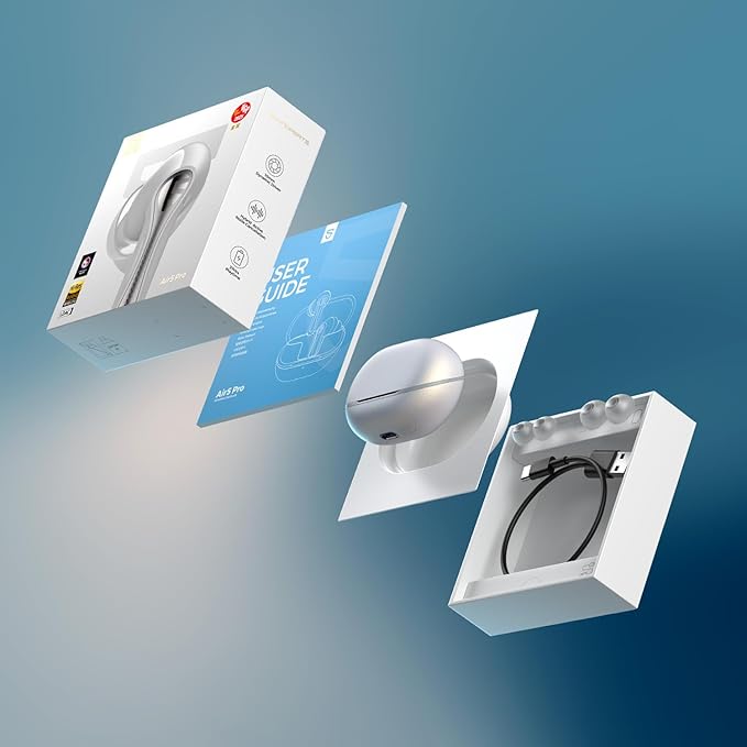 SoundPEATS Air5 Pro Hi-Res Wireless Earbuds, LDAC & aptX Lossless, 10mm Hi-Fi Driver, Snapdragon Sound, Adaptive ANC, 37H Battery, BT 5.4, IPX5 Waterproof, Multipoint Connection