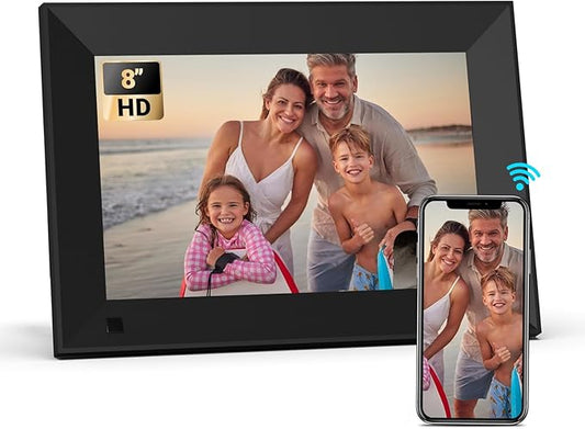 BSIMB 8 Inch Digital Picture Frame Touch Screen, 1280x800 HD WiFi Electronic Photo Frame Album Display 16GB, Share Pictures/Videos via App/USB/SD Easy Setup Gifts for Mom, Auto-Rotate, Solid Black
