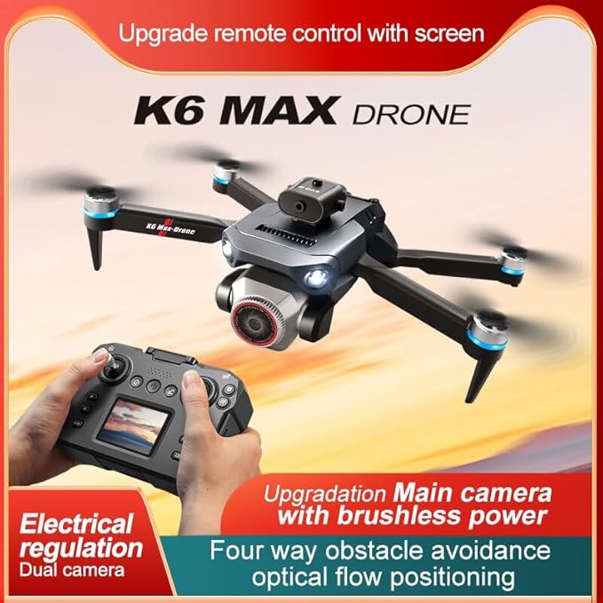 RC Drone with Built-In Screen Remote, Dual Camera for Adults 4K ,𝐁𝐫𝐮𝐬𝐡𝐥𝐞𝐬𝐬 𝐌𝐨𝐭𝐨𝐫𝐬 𝐟𝐨𝐫 𝐒𝐦𝐨𝐨𝐭𝐡 & 𝐒𝐭𝐚𝐛𝐥𝐞 Optical-Flow Hover, Four-Way Obstacle Avoidance, Two Batteries, LED Lights, Impact-Resistant Shell Memory Card, Card Reader, Handbag