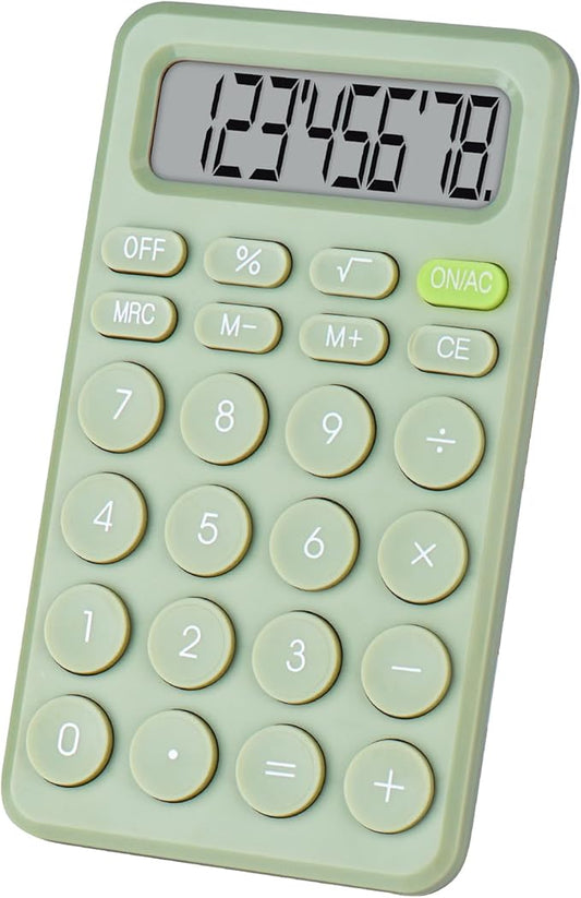 Basic 4 Function Calculator for Students and Office: Small, Portable, and Easy-to-use - Suitable for School and Office Essentials (Light Green)