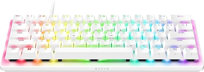Razer Huntsman V3 Pro Mini 60% Esports Gaming Keyboard: Analog Optical Switches Snap Tap - Rapid Trigger - Adjustable Actuation - Dual-Purpose Mod Keys - Doubleshot PBT Keycaps - White