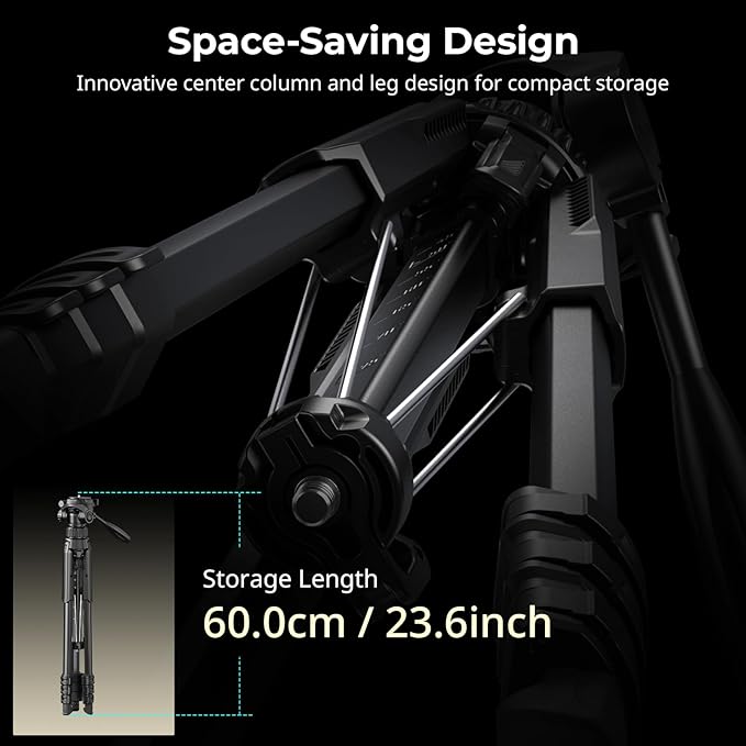 SmallRig 71" Camera Tripod Stand AP-21, Travel Tripod for iPhone and Camera for Canon for Nikon with Phone Holder & Carry Bag, Portable Beginner Tripod with Quick-Flip Lock Legs, Max Load 11lb