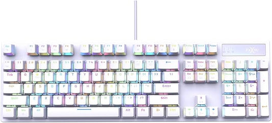 HKM-88 Full-Size Mechanical Gaming Keyboard, Customizable Keys with Macro Support, RGB Backlit, Outemu Blue Switches, USB Plug and Play for PC