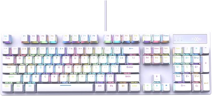 HKM-88 Full-Size Mechanical Gaming Keyboard, Customizable Keys with Macro Support, RGB Backlit, Outemu Red Switches, USB Plug and Play for PC