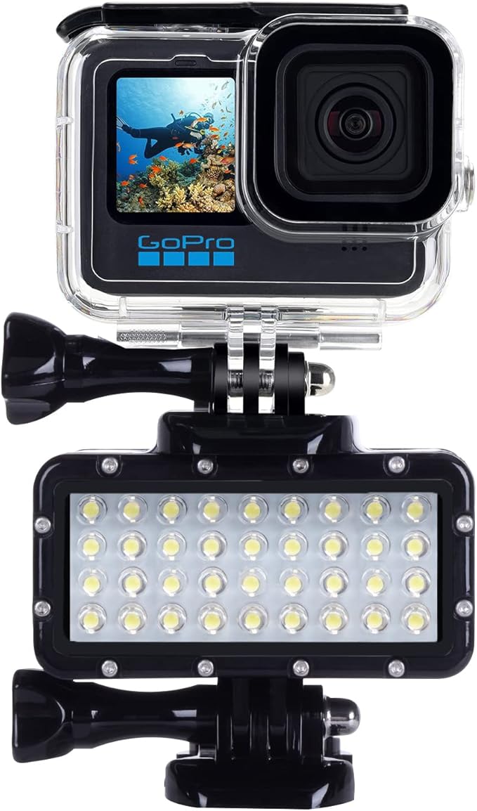 Suptig Diving Light High Power Dimmable Waterproof LED Video Light Fill Night Light Diving Underwater Light Waterproof 147ft for Gopro Hero 13/Hero 12/11/10/9/8/7/6/5/5S/4/3+ More Action Cam