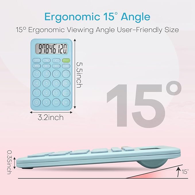 Basic Cute Calculator Four Function for Teachers Students Basics Office, Small Handheld Calculator, 8 Digit with LCD Display, Sensitive Button, 5.5×3.2 inches Blue