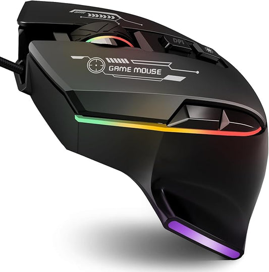 Gaming Mouse, Wired Gaming Mouse with RGB Backlit, 7200DPI Adjustable, PC Gaming Mice with 7 rogrammable Macro Buttonsg, Ergonomic Mouse Gamer for PC, Desktop, Mac，Laptop, Chromebook.