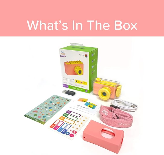 myFirst Camera 2 - Kids Action and Underwater Camera, 8MP 1080P HD Video, Toddler Digital Camera, Webcam, Tripod Mount, MicroSD Card, Neck Lanyard, Christmas or Birthday Gift for Kids 3-12 (Pink)