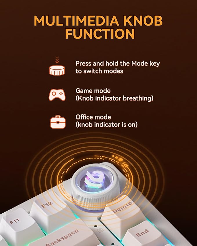 HI75CPro Mechanical Keyboards, RGB Backlit Tri-Mode BT5.0/2.4GHz/USB-C Gaming Keyboard, Hot Swappable Creamy Keyboard with PBT Keycaps for PC/Windows/iOS/Andriod - Turquoise Switch, Brown