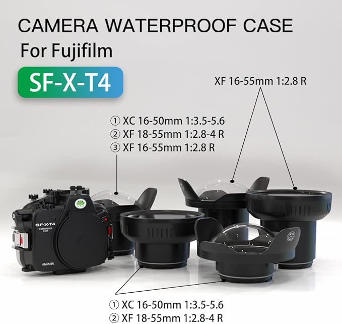Sea frogs Waterproof Camera Housing Compatible with Fujifilm X-T4 16-50MM 18-55MM IPX8 40m/130ft Maximum Diving Depth Underwater Camera Case for Diving, Surfing, Rowing, Skiing