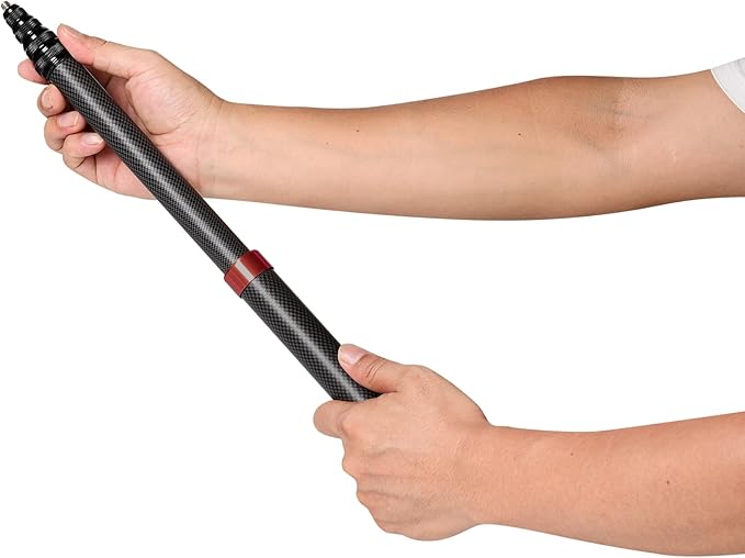 45cm Extended to 118"/3.0m Super Long Carbon Fiber Invisible Selfie Stick for Insta360 x5 x4 Insta 360 x5 x4 x3 one x x2 for Gopro Go pro max Cameras (Red)