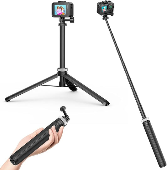 AKASO 160cm Selfie Stick Extendable Tripod Stand for GoPro Hero 13/12/11/10/9/Max, DJI Osmo Action 5/4/3, AKASO EK7000/Brave 4/Brave 7 LE Action Cameras and Other ODDV, ICEFOX Action Cameras