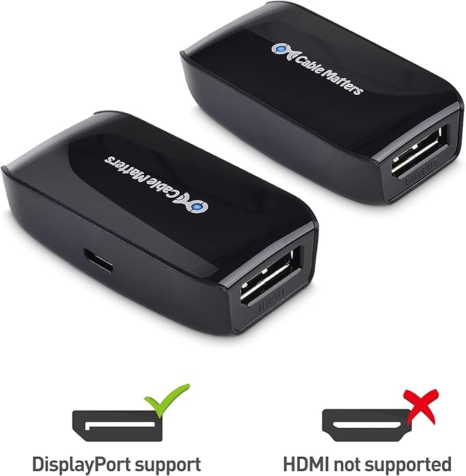 Cable Matters Active DisplayPort Repeater, Support 4K@240Hz up to 32ft, 4K@60Hz up to 80ft, (DP 1.4 Repeater, DisplayPort Signal Booster, DP Amplifier) for VR Headset, Gaming Monitor