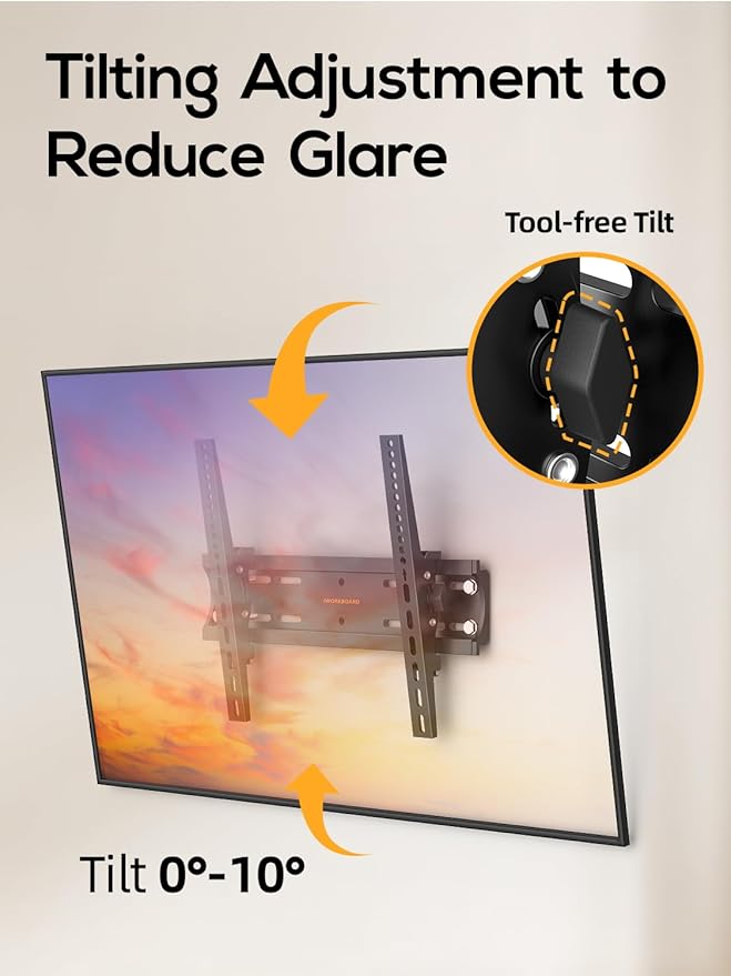 40 50 55 inch Tilting TV Wall Mount for 24-65 '' TVs, Low Profile TV Mount, Ultra Slim Wall Mounts TVs Bracket, Max VESA 400x400mm, 99 lbs & 16 inch Studs, Fit Most 32+ 42 43 45 Screen