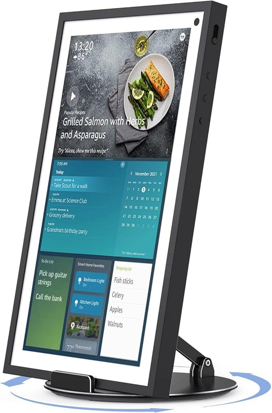 Almoz Swivel and Tilt Stand for Echo Show 15, Aluminum Stand for Show 15.6" Smart Display and Up to 18" iPad/Tablets, with 360 Degree Rotating Base, Viewing Angle Adjustable, No Need Mounting (Black)
