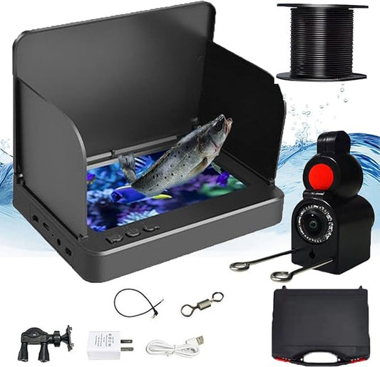 Colitt- Underwater Fishing Camera, Fishing Monitor Underwater Camera with Infrared Night Vision Light, Fishing Monitor Underwater Camera, Ip68 Waterproof, 220° Wide View and 4k Screen(20m/65ft,4.3in)