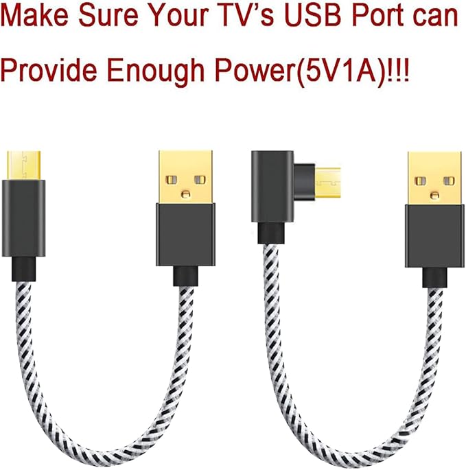 USB Power Cable for Fire Stick, Adapter Cord Plug Replacement, Powers Amazon FireStick Directly from TV USB Port, Eliminates The Need for a Charger