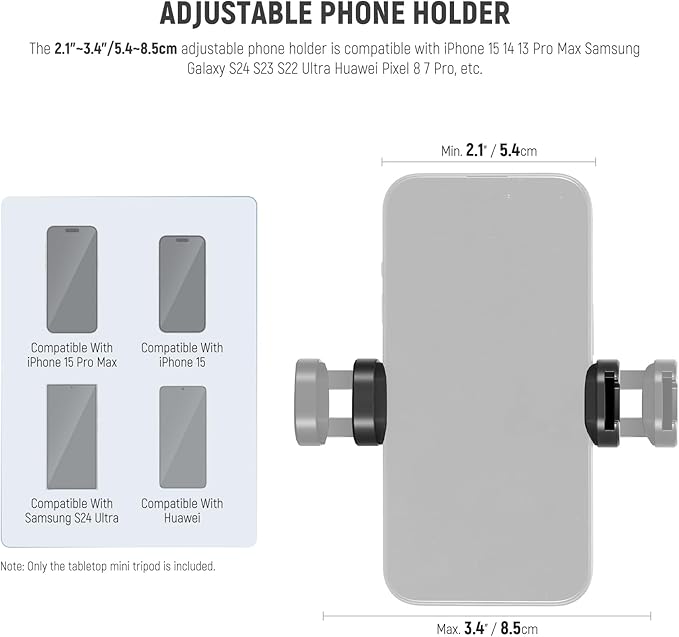 NEEWER TP09 Carbon Fiber Mini Tripod Compatible with iPhone, 20" Lightweight Compact Travel Desktop Tripod Stand with Ball Head, Phone Holder, Remote for Phone DSLR Camera Video Camcorder Webcam