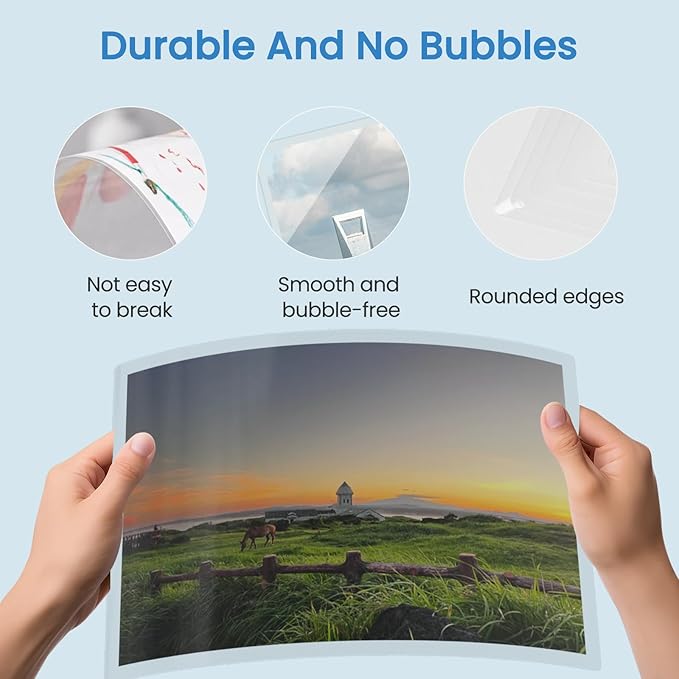 100 Pack Thermal Laminating Pouches 10 Mil, 9 x 11.5 Inches Clear Laminating Sheets, Wide Size Compatibility Office Laminating Supplies for Letter, Photo, Card and ID Badge