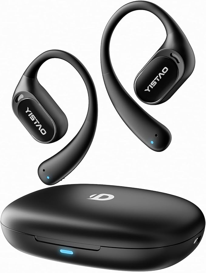 Open Ear Headphones with 35 Hours Playtime, True Wireless Air Conduction Earbuds Featuring Ear Hooks, Bluetooth 5.3, IPX6 Waterproof Design, Comfortable and Secure Fit for Sports - Black