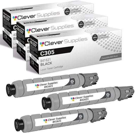 CS Replacement Toner Cartridge Compatible with Ricoh C305 841621 Black Color Laser Aficio MP C305 Aficio MP C305SPF 3 Black Set